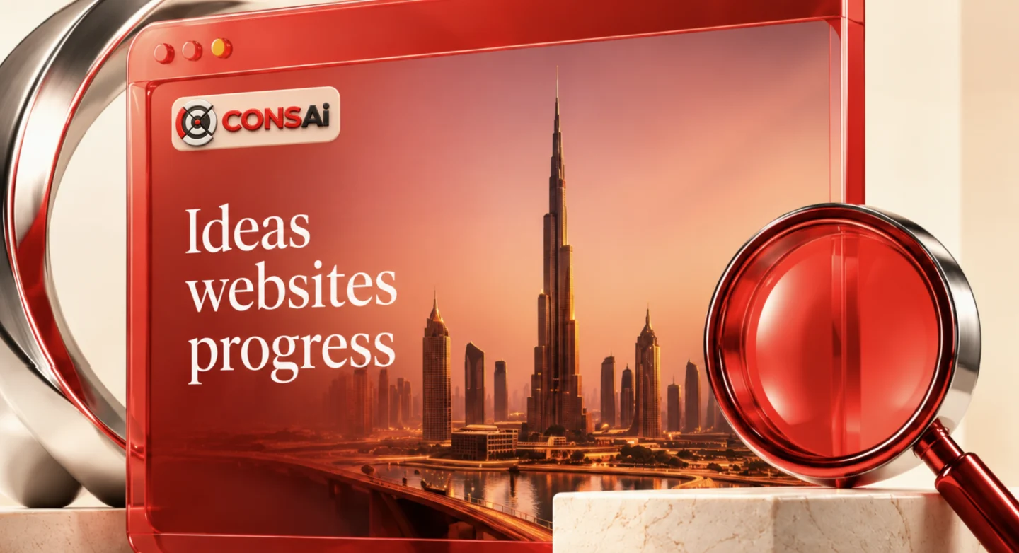 CONSAI branded website design with Dubai skyline